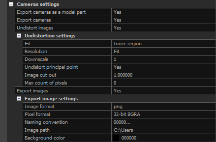 Export-cameras-settings