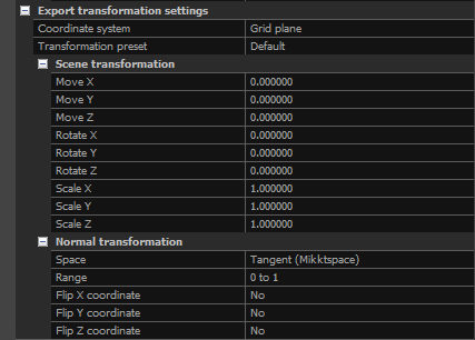 Export-scene-transformation