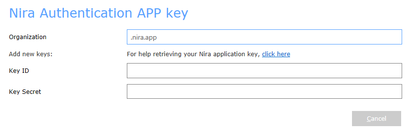 Nira Authentication APP Key